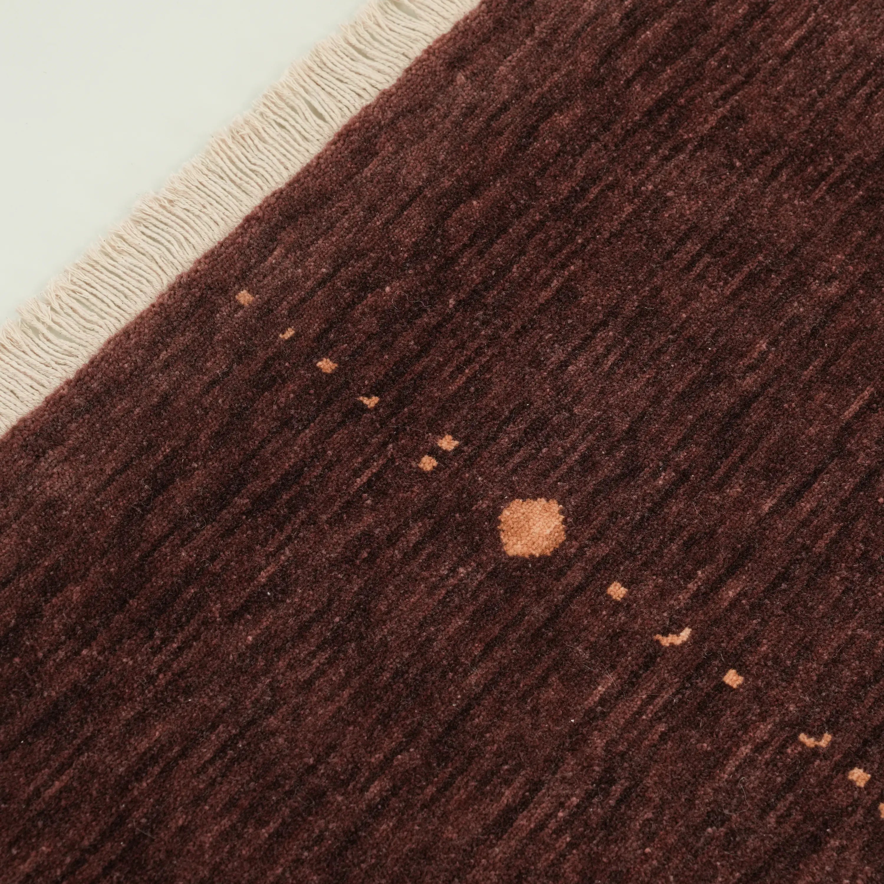 Plain Patterned Brown Wool Loom Woven Prayer Rug Rug