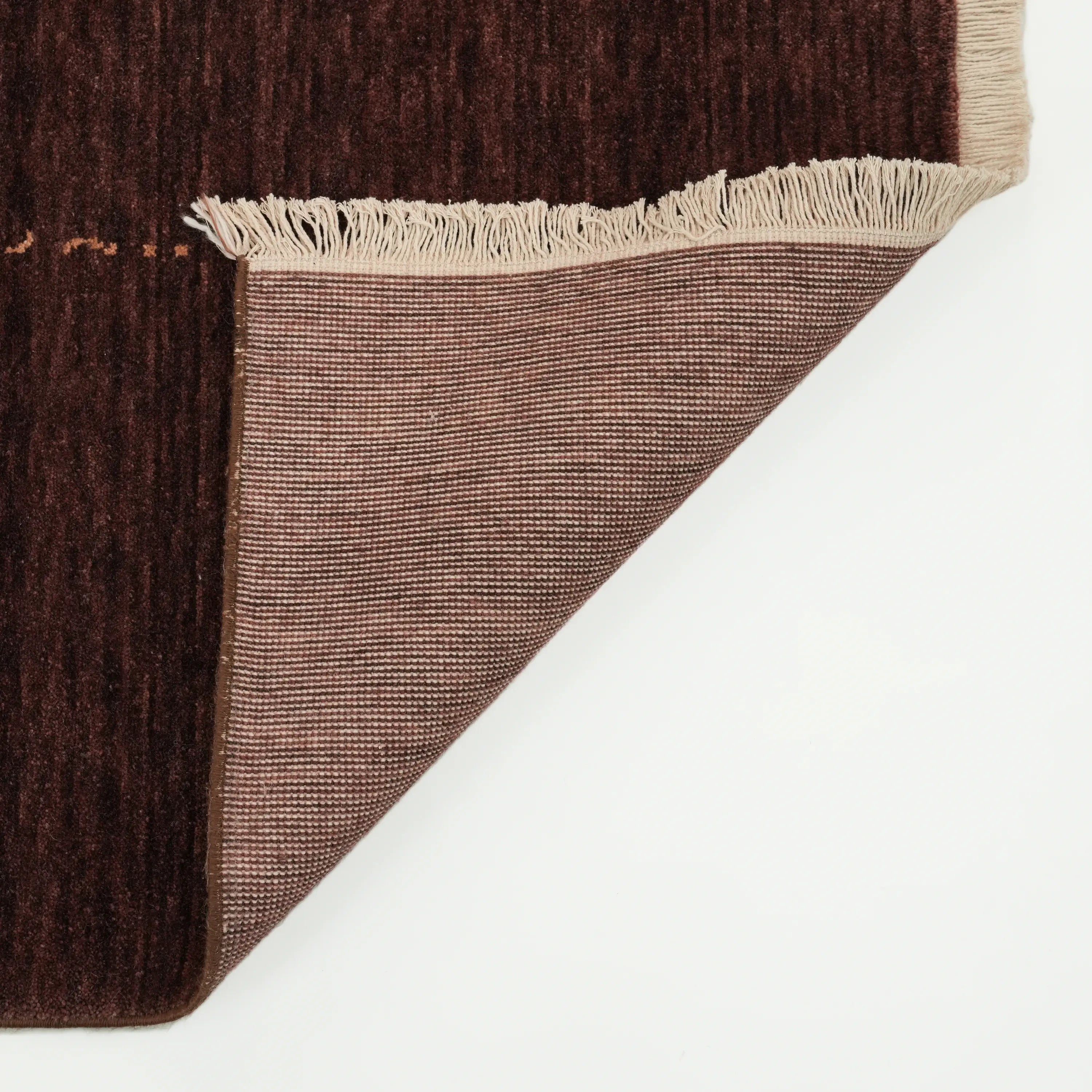 Plain Patterned Brown Wool Loom Woven Prayer Rug Rug