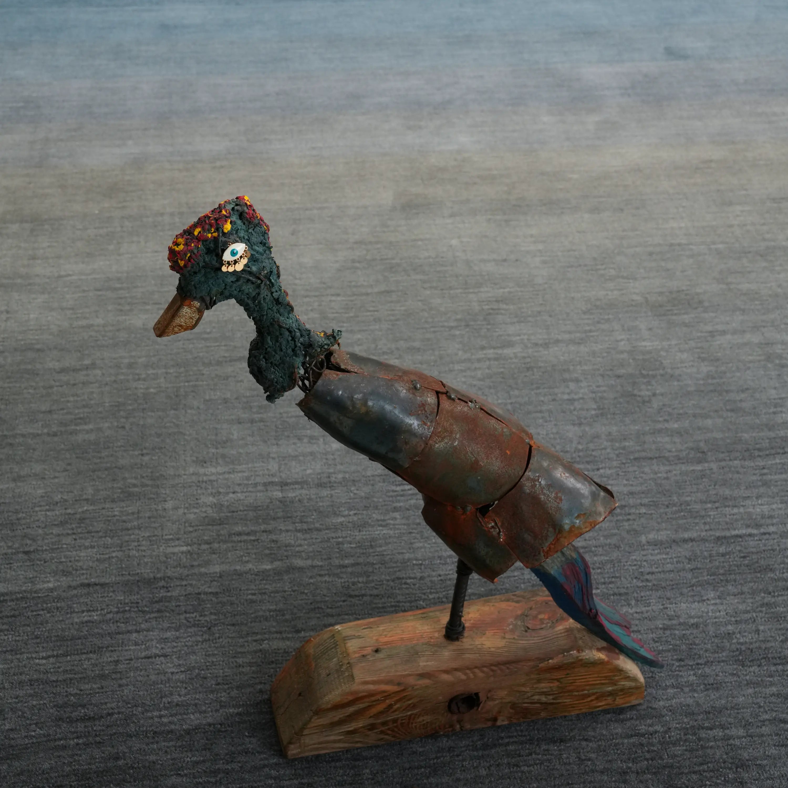 Plain Patterned Navy Wool Loom Woven Rug