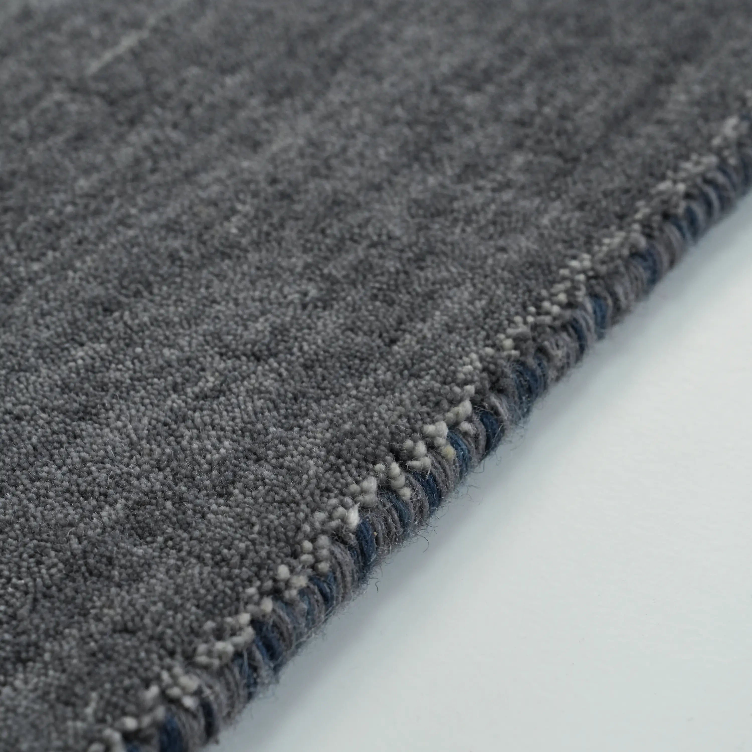 Plain Patterned Navy Wool Loom Woven Rug