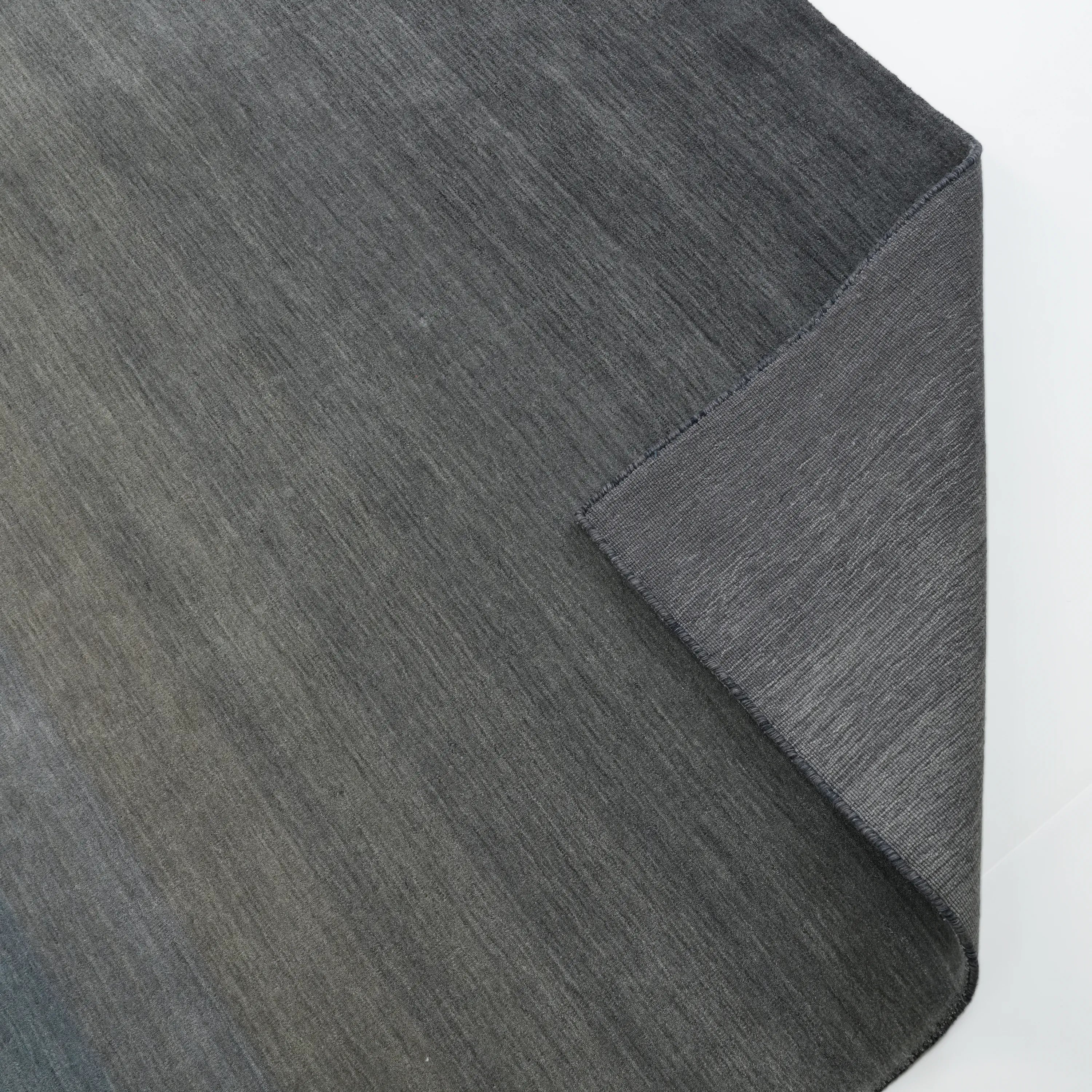 Plain Patterned Navy Wool Loom Woven Rug