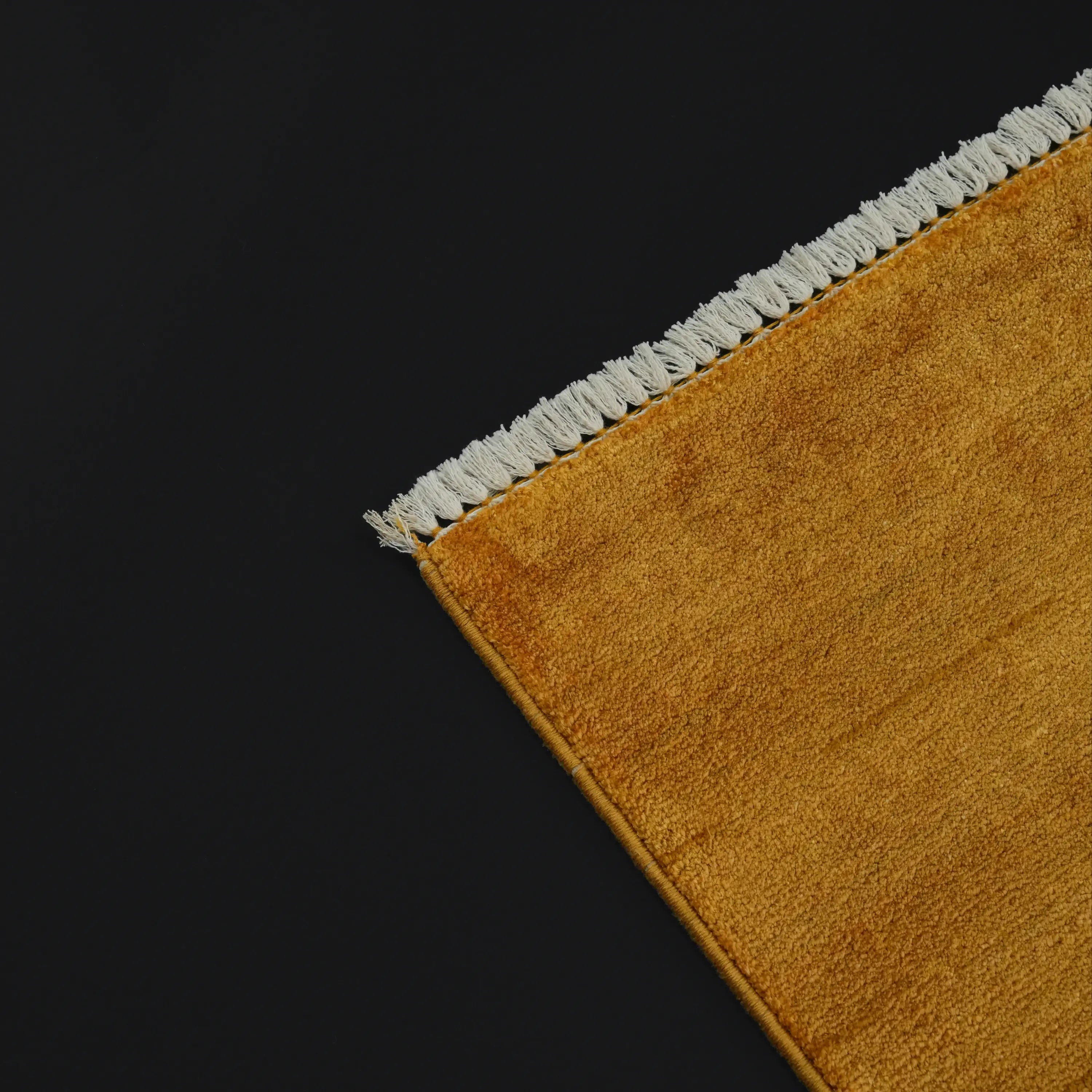 Simple Patterned Yellow Viscose Rug