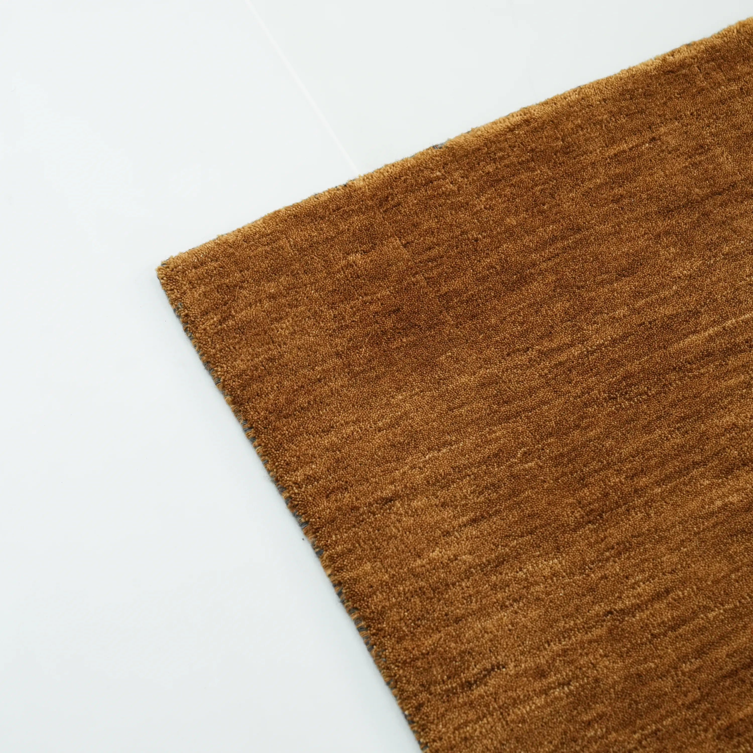 Simple Patterned Yellow-Grey Wool Loom Woven Rug