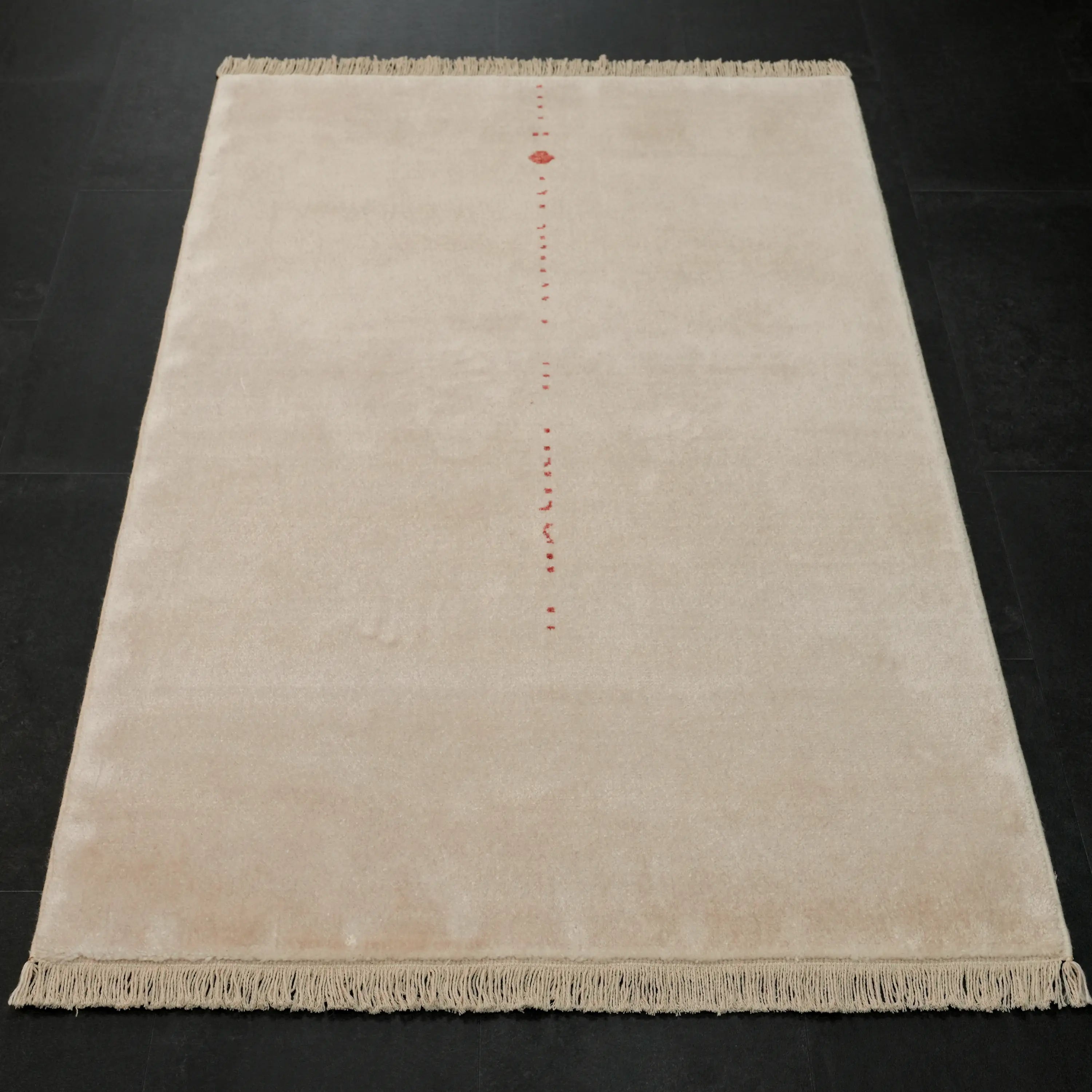 Sade Desenli Tencel Beyaz Tezgah Dokuma Seccade Halı