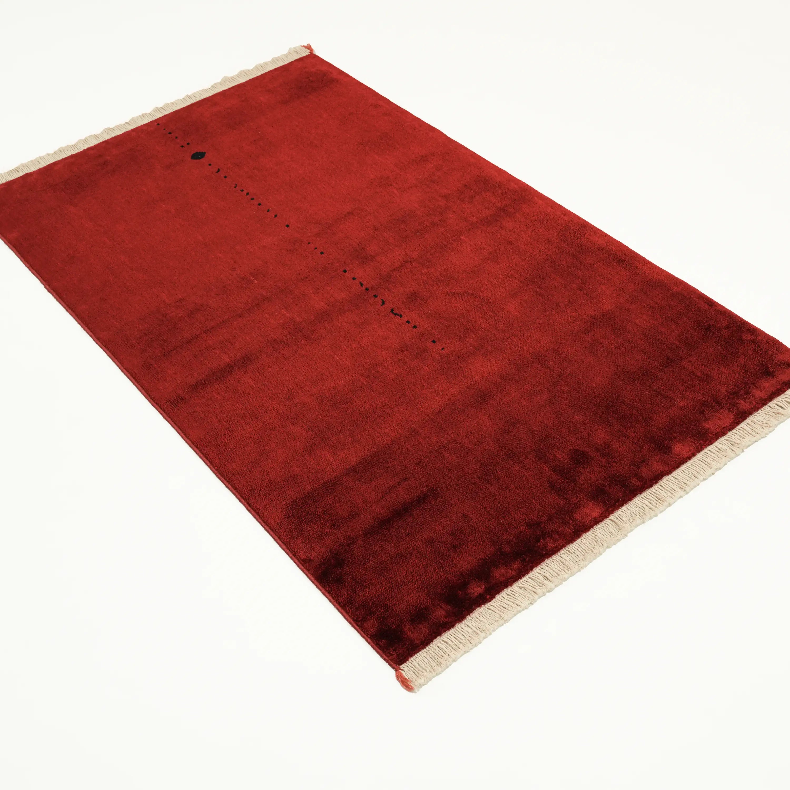 Sade Desenli Tencel Kırmızı Tezgah Dokuma Seccade Halı