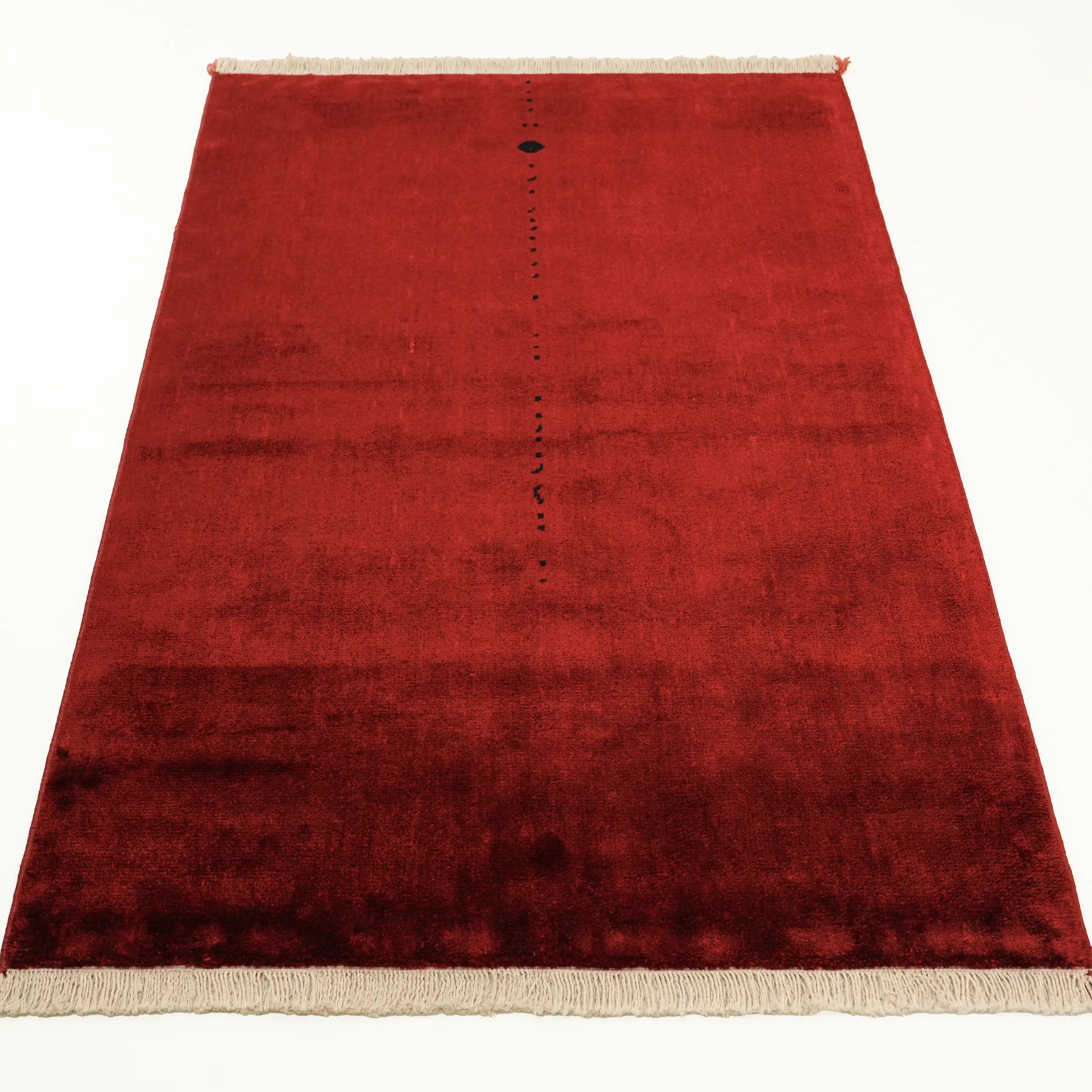 Sade Desenli Tencel Kırmızı Tezgah Dokuma Seccade Halı