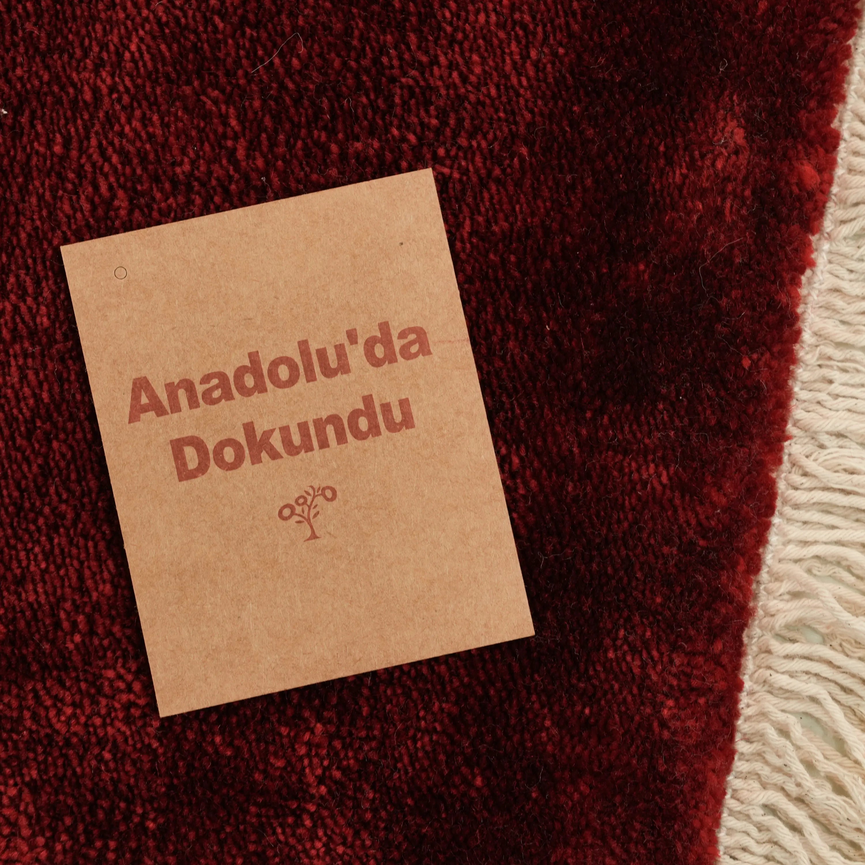 Sade Desenli Tencel Kırmızı Tezgah Dokuma Baş Başa Seccade