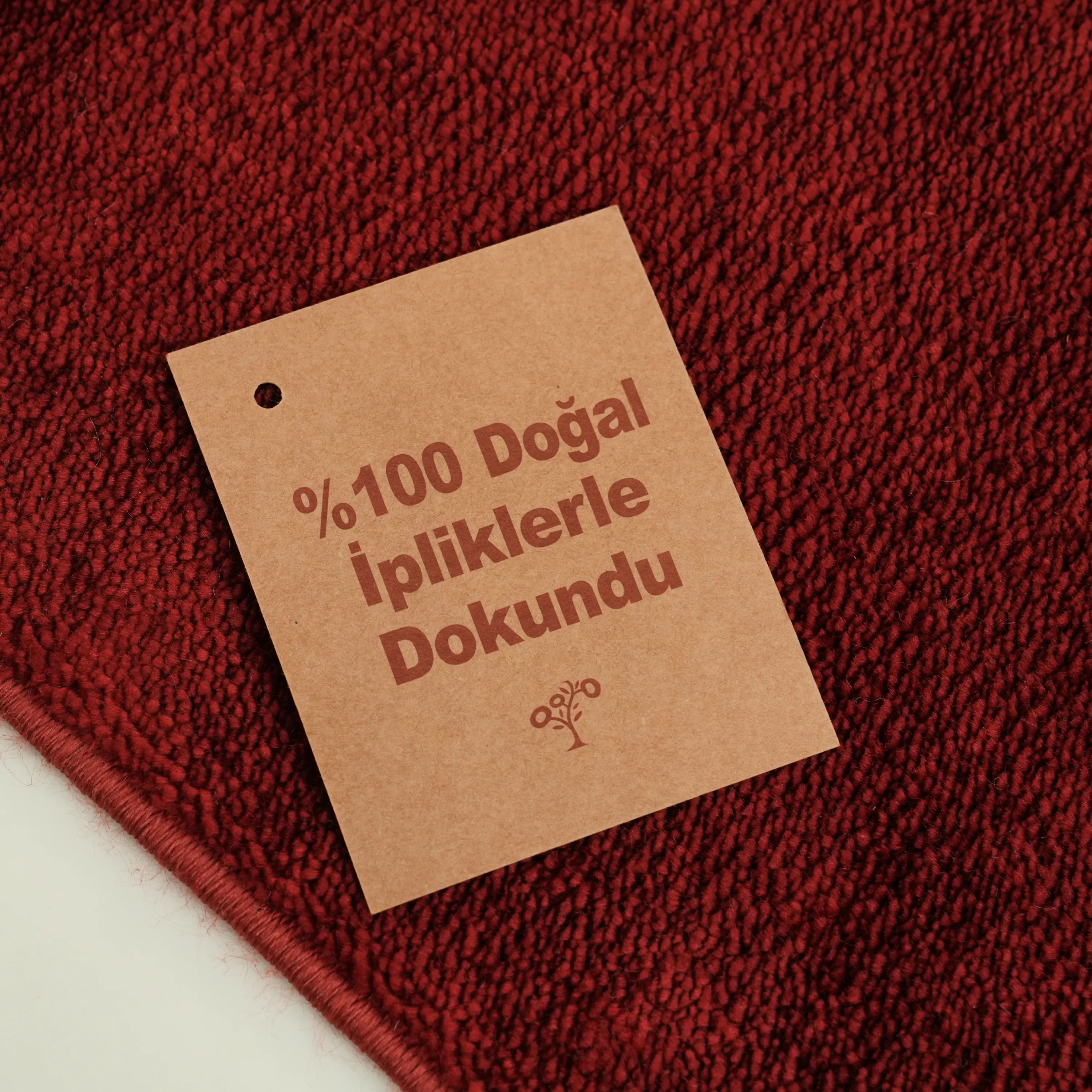 Sade Desenli Tencel Kırmızı Tezgah Dokuma Baş Başa Seccade