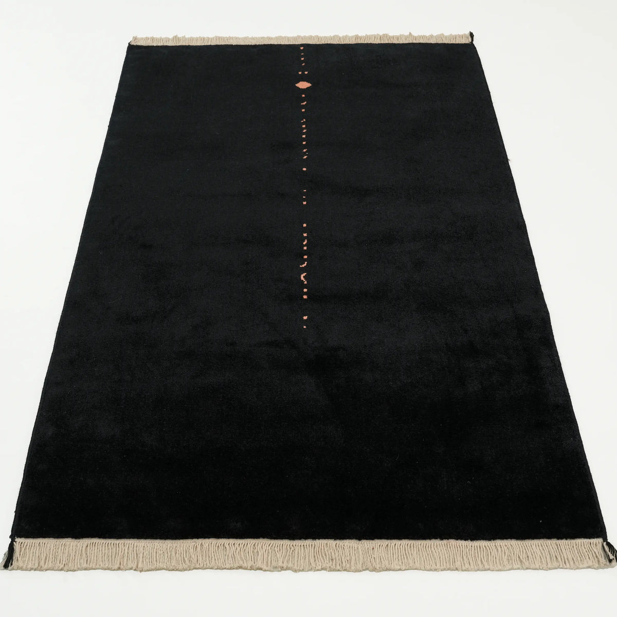 Sade Desenli Tencel Siyah Tezgah Dokuma Baş Başa Seccade — 80x130 cm