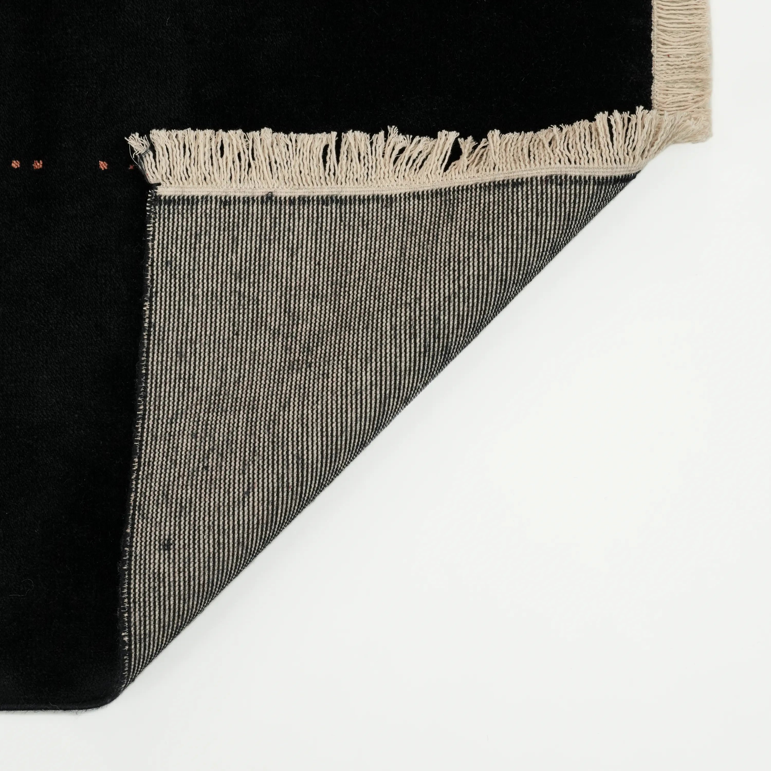 Plain Patterned Tencel Black Loom Woven Prayer Rug Rug