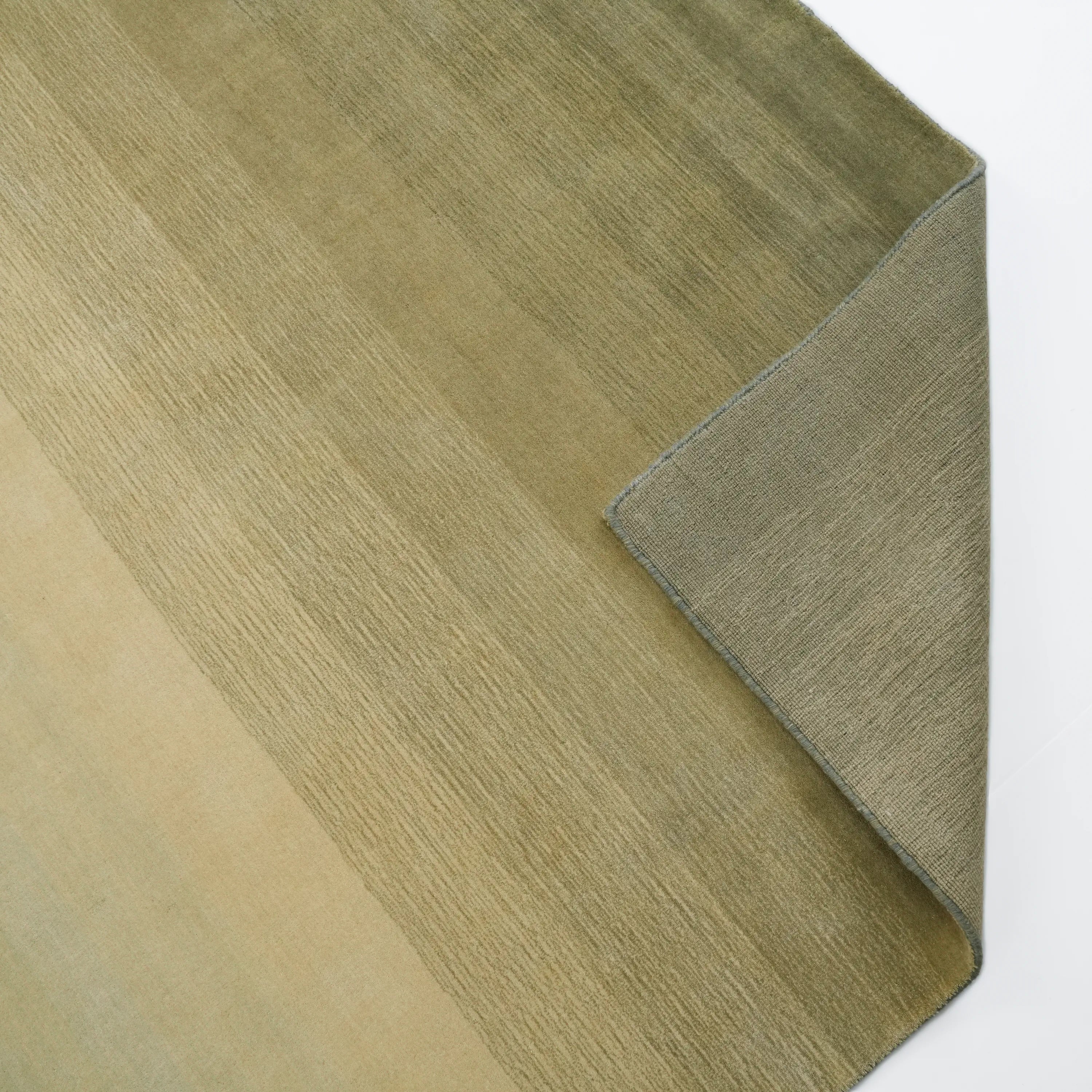 Simple Patterned Green Wool Loom Woven Rug