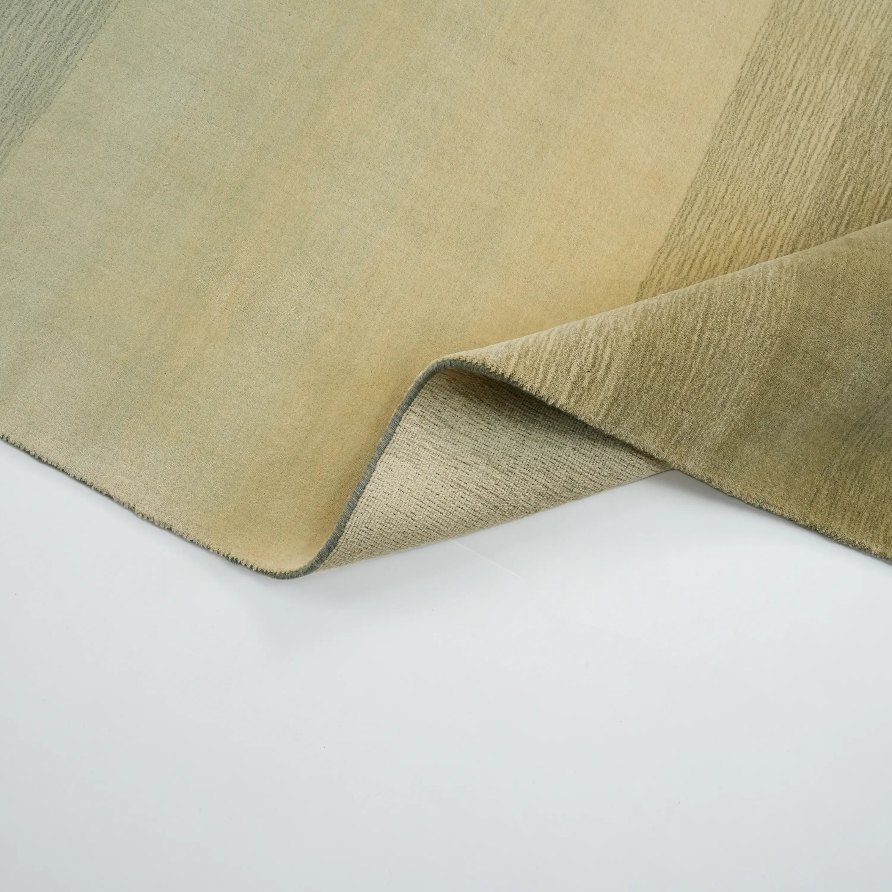 Simple Patterned Green Wool Loom Woven Rug