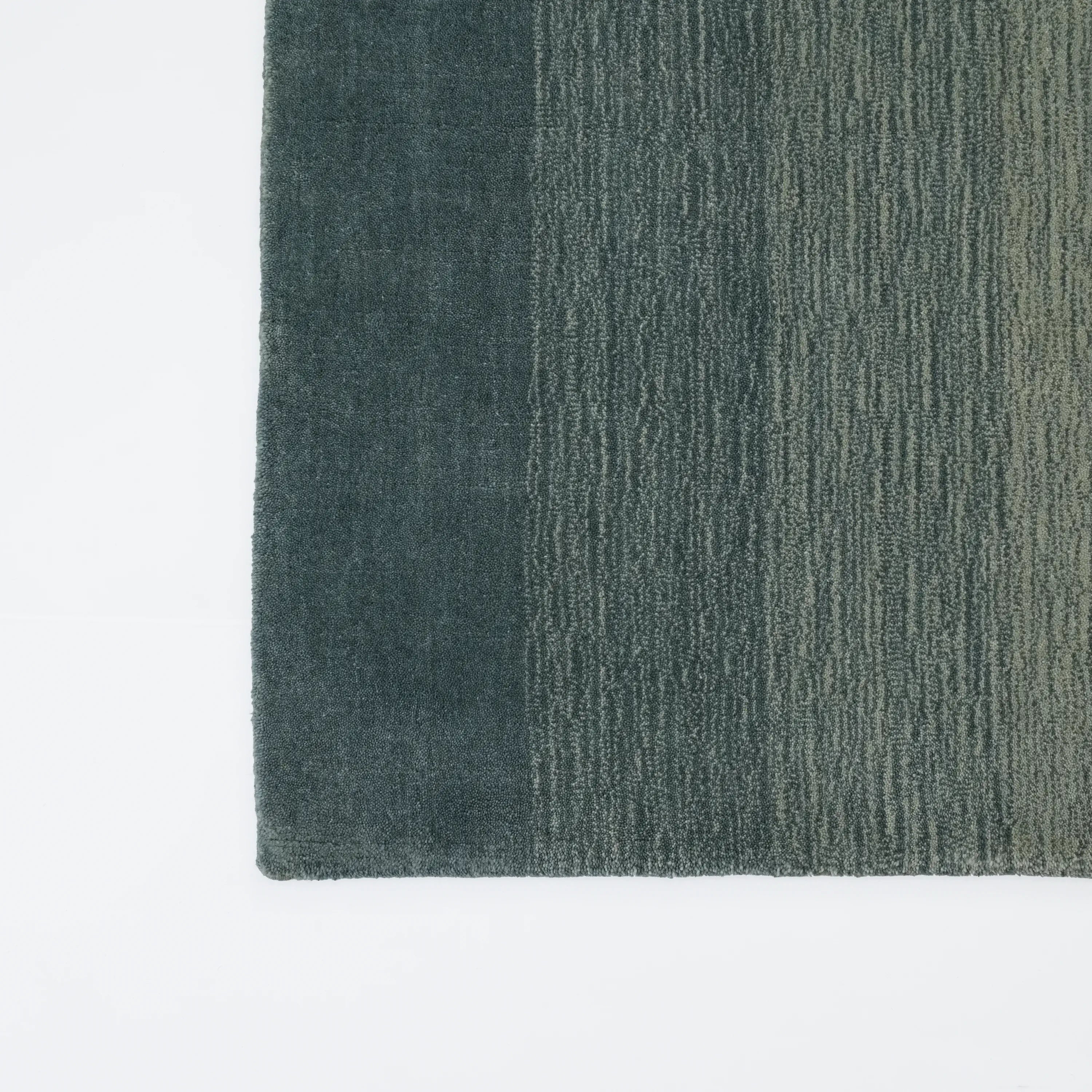 Simple Patterned Green Wool Loom Woven Rug