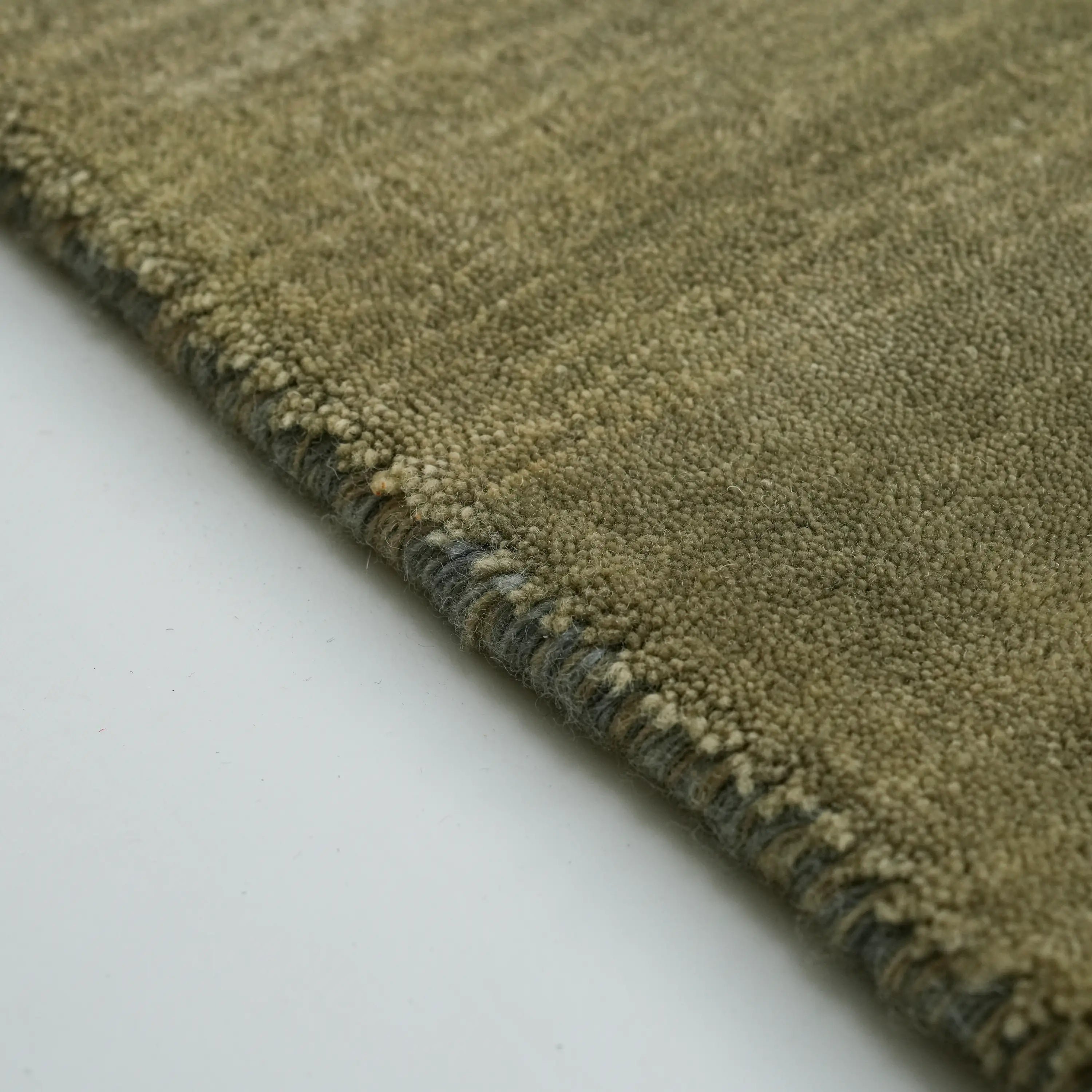 Simple Patterned Green Wool Loom Woven Rug