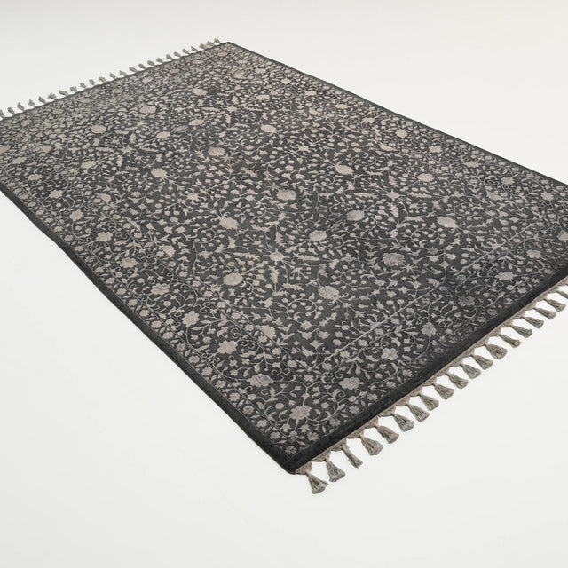 Safir Serisi El Dokuma Uşak Desenli Antrasit Yün Halı, 160x240 cm — Halıcızade