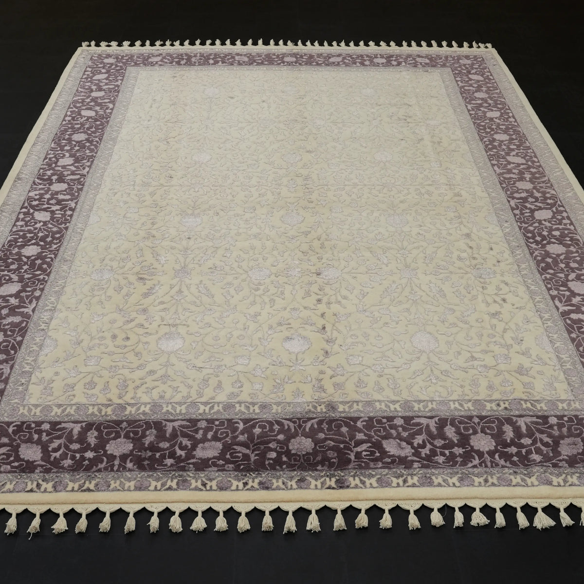 Safir Serisi El Dokuma Uşak Desenli Oymalı Krem Yün Halı — 90x150, 80x290, 80x390, 85x400 cm