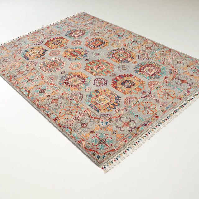 Şahzade Serisi El Dokuma Anadolu Desenli Gri Yün Halı, 153x210 cm — Halıcızade