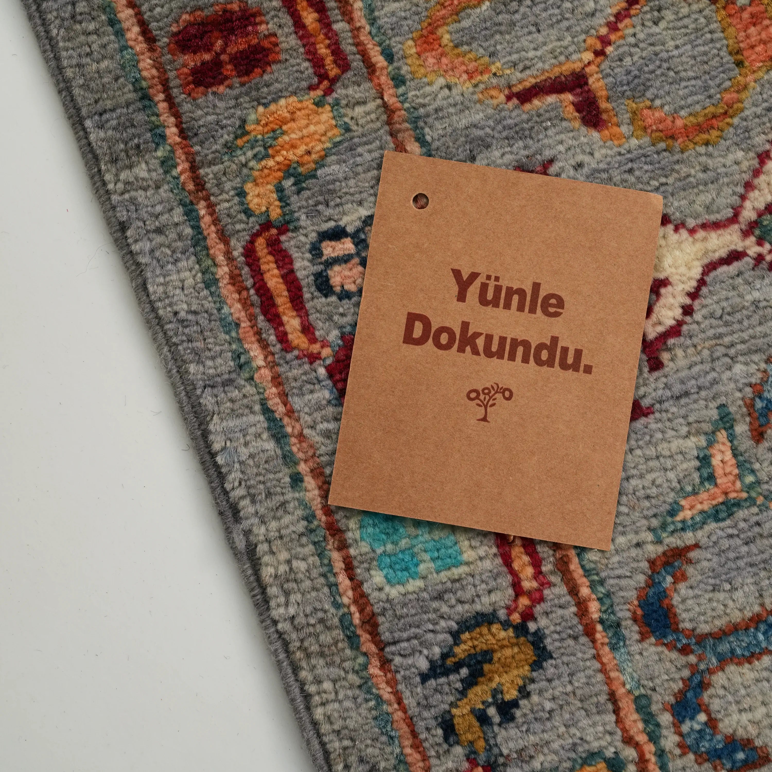 Şahzade Series Handwoven Anatolian Patterned Gray Wool Rug