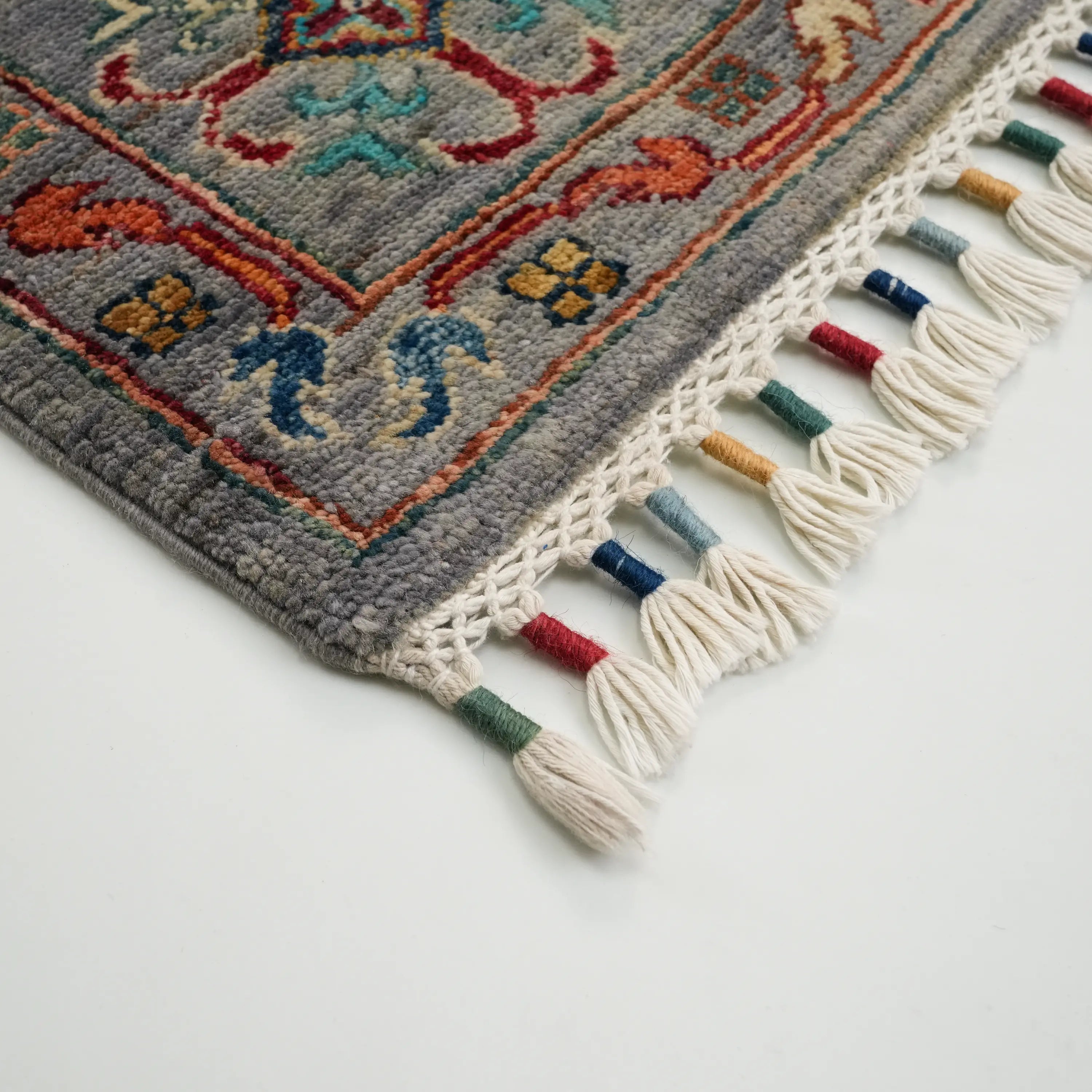 Şahzade Series Handwoven Anatolian Patterned Gray Wool Rug