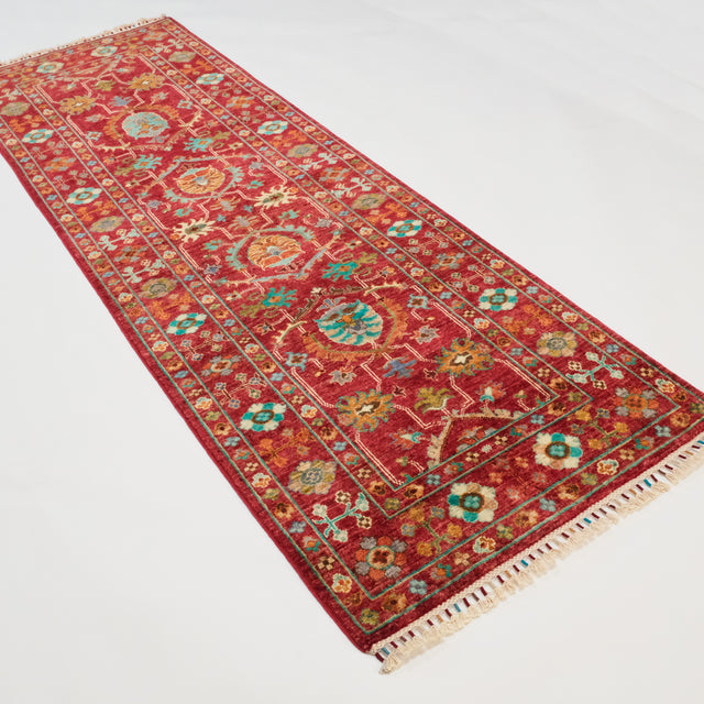 Şahzade Serisi El Dokuma Çiçek Desenli Kırmızı Halı, 86x261 cm — Halıcızade