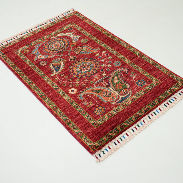 Şahzade Serisi El Dokuma Klasik Uşak Desenli Kırmızı Yün Halı, 61x91 – 62x90 cm — Halıcızade