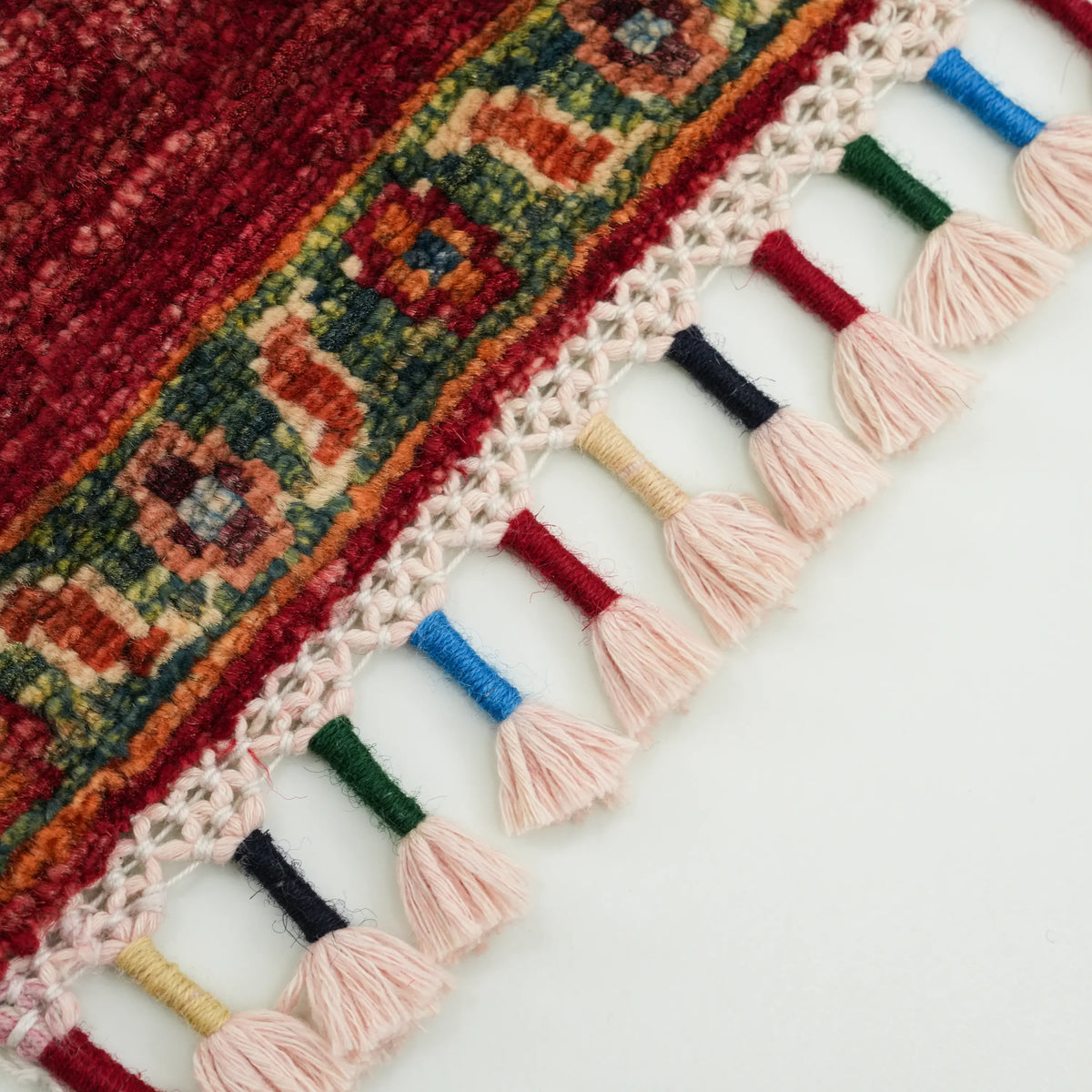 Red Oushak-Pattern Hand-Knotted Wool Rug, Şahzade Series