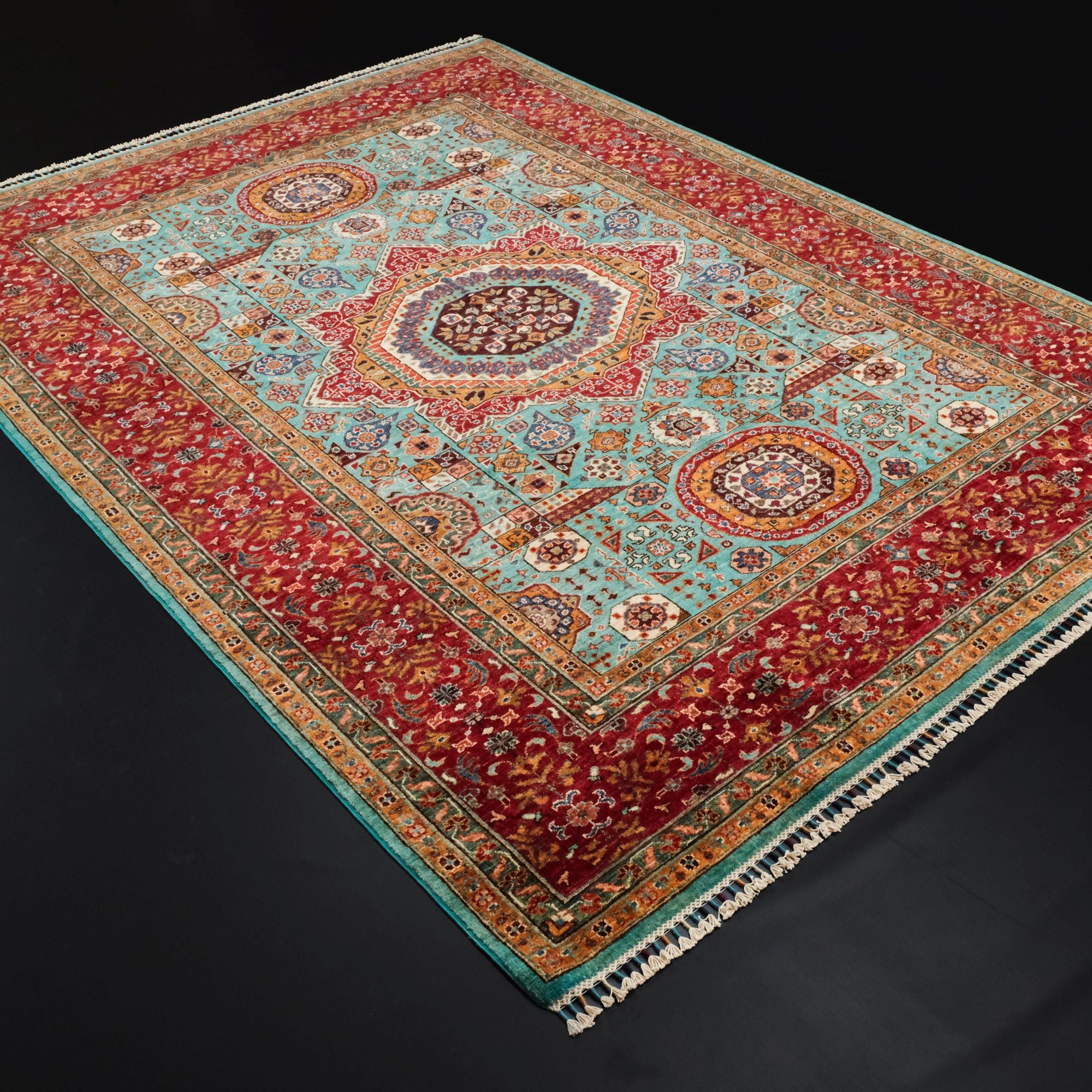 Shahzade Series Hand-Woven Mamluk Patterned Colorful Wool Carpet