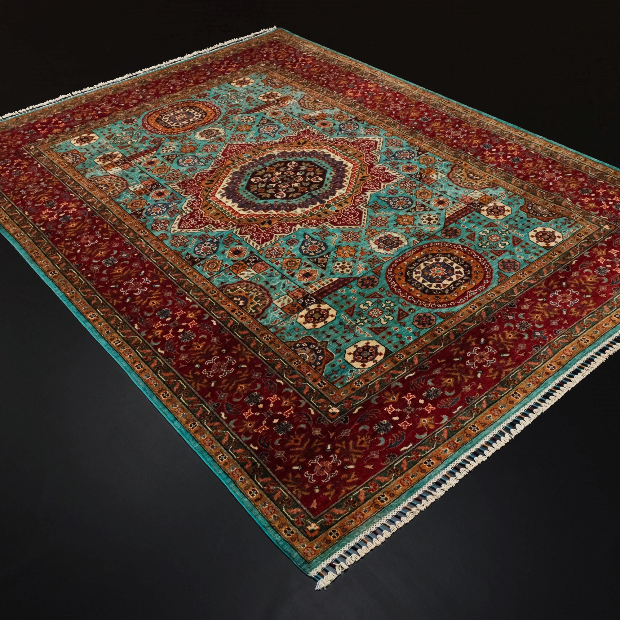 Shahzade Series Hand-Woven Mamluk Patterned Colorful Wool Carpet