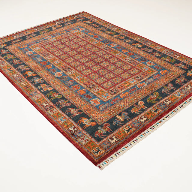 Şahzade Serisi El Dokuma Pazırık Desenli Rengarenk Yün Halı, 176x238 cm — Halıcızade