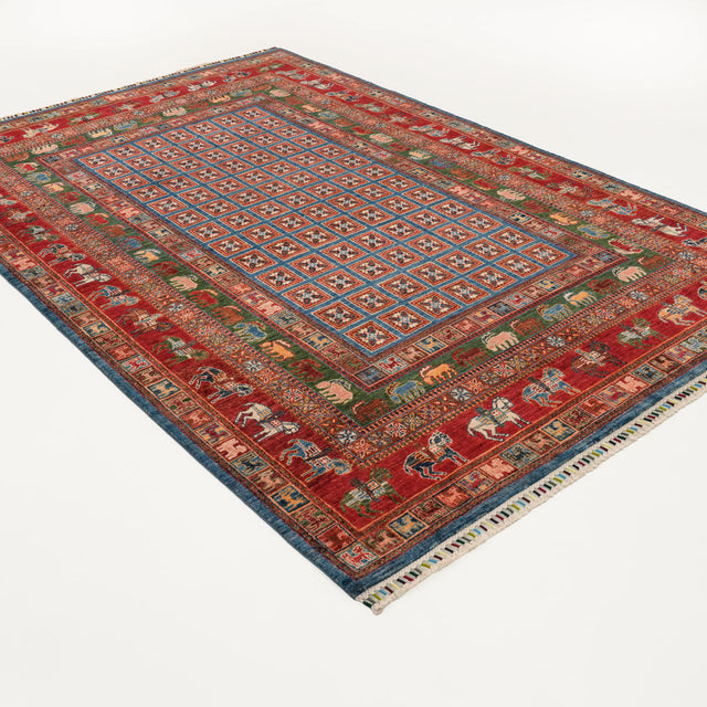 Şahzade Serisi El Dokuma Pazırık Desenli Rengarenk Yün Halı, 201x305 cm — Halıcızade