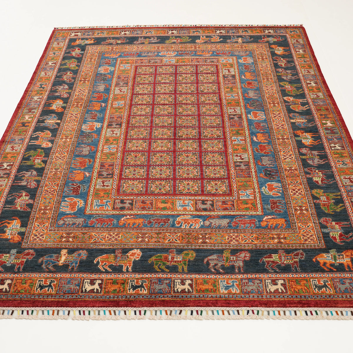 Şahzade Serisi El Dokuma Pazırık Desenli Rengarenk Yün Halı — 176x238 cm