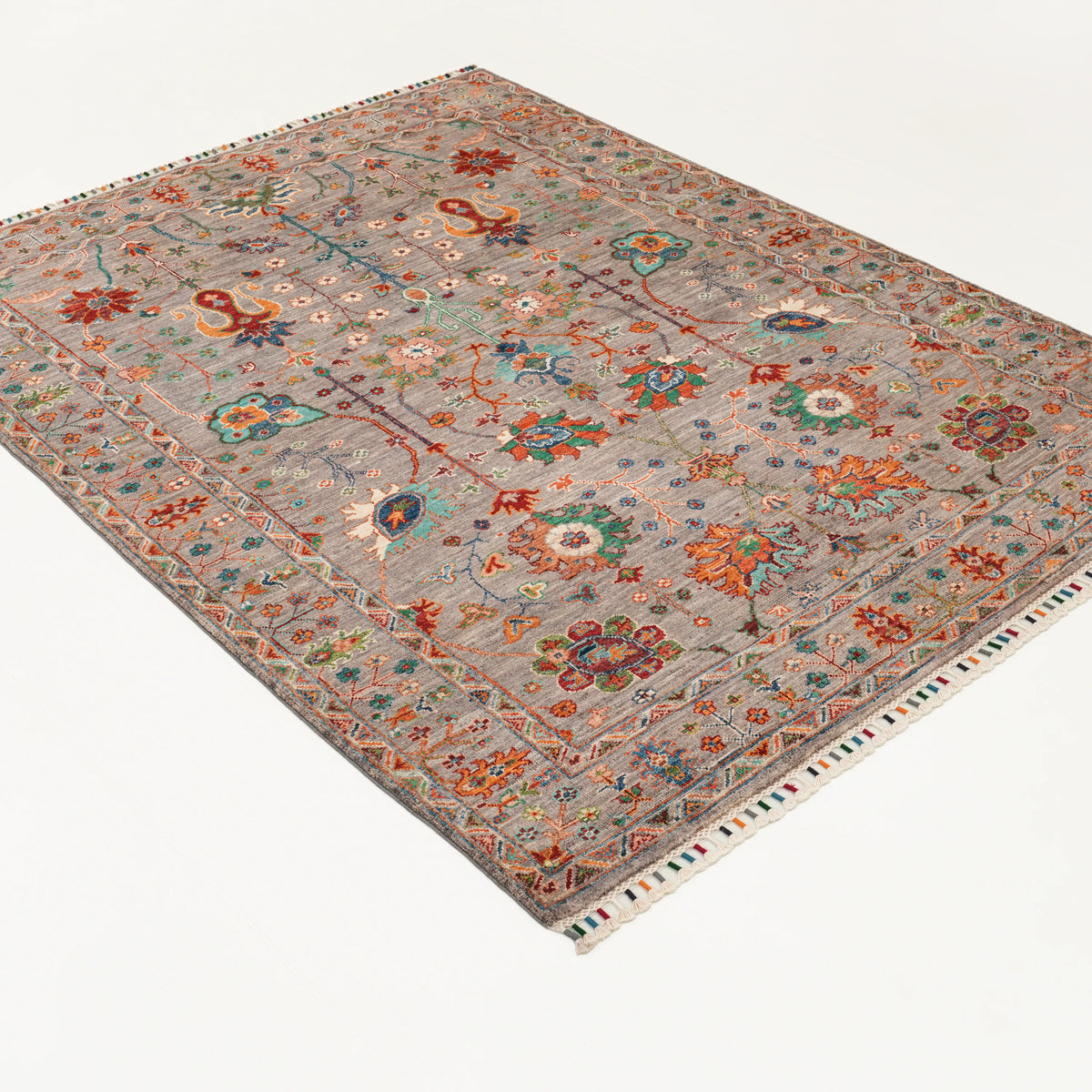 Şahzade Serisi El Dokuma Uşak Desenli Gri Yün Halı, 151x195 cm — Halıcızade