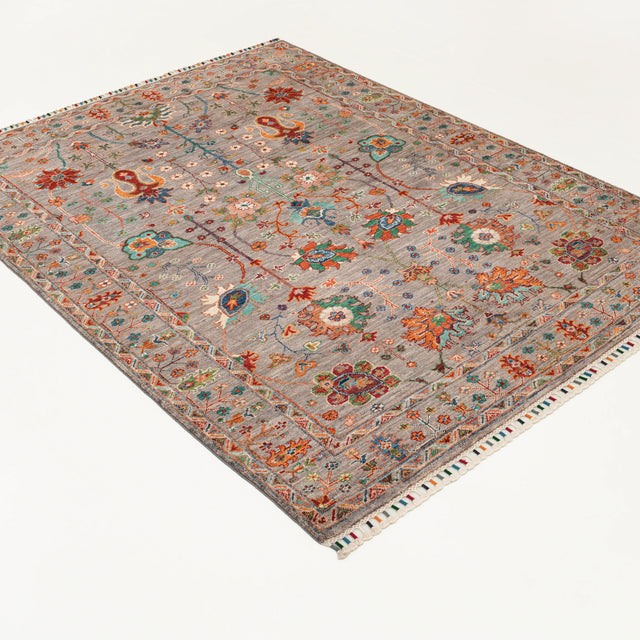 Şahzade Serisi El Dokuma Uşak Desenli Gri Yün Halı, 151x195 cm — Halıcızade