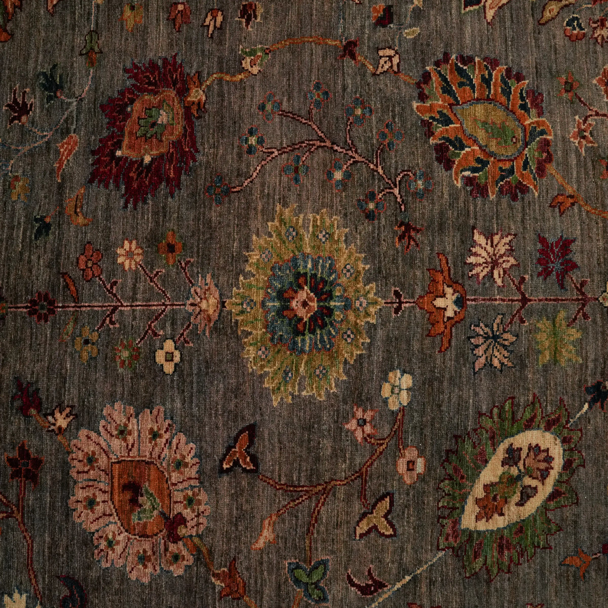 Gray Oushak-Pattern Handwoven Wool Rug, Şahzade Series — living room rug