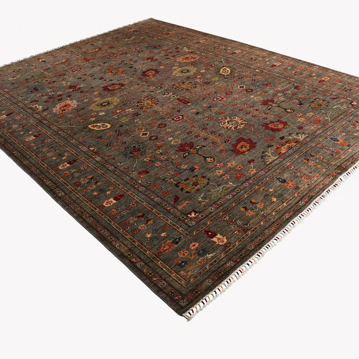 Gray Oushak-Pattern Handwoven Wool Rug, Şahzade Series — office rug