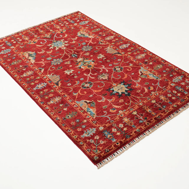 Şahzade Serisi El Dokuma Uşak Desenli Kırmızı Yün Halı, 123x184 – 131x180 cm — Halıcızade