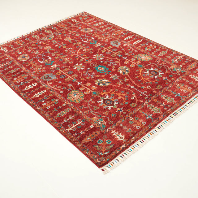Şahzade Serisi El Dokuma Uşak Desenli Kırmızı Yün Halı, 155x203 cm — Halıcızade
