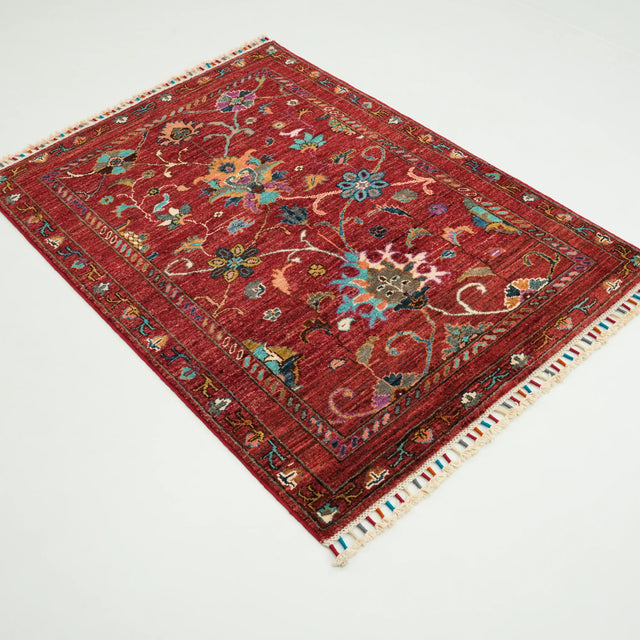 Şahzade Serisi El Dokuma Uşak Desenli Klasik Yün Kırmızı Halı, 87x120 – 87x121 cm — Halıcızade