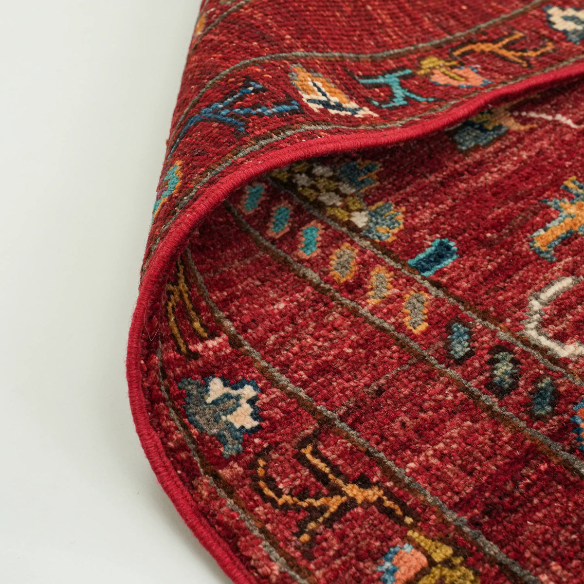 Red Oushak-Pattern Handwoven Wool Rug, Şahzade Series — entryway rug