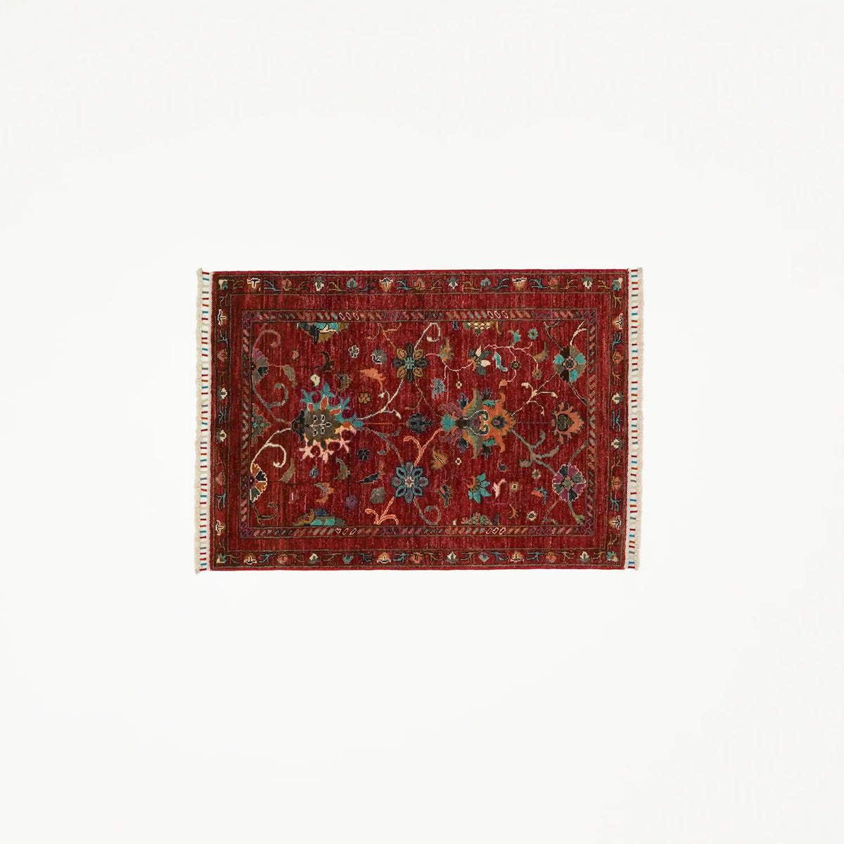 Red Oushak-Pattern Handwoven Wool Rug, Şahzade Series