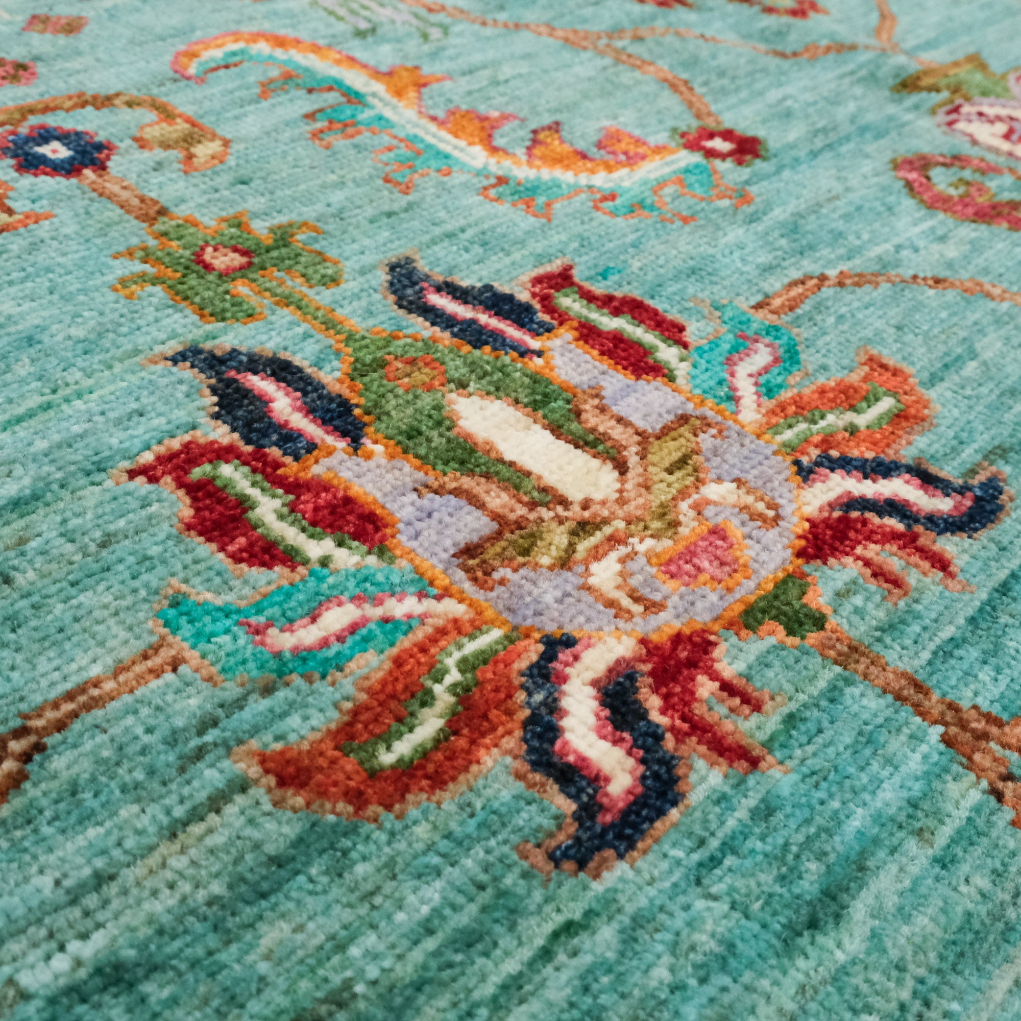 Şahzade Series Hand-Woven Uşak Patterned Blue Carpet