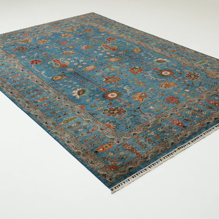 Şahzade Serisi El Dokuma Uşak Desenli Mavi Yün Halı, 216x305 cm — Halıcızade