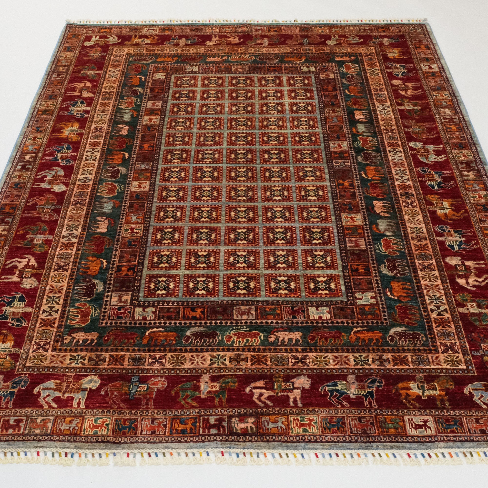 Şahzade Series Hand-Woven Pazyryk Patterned Colorful Wool Carpet