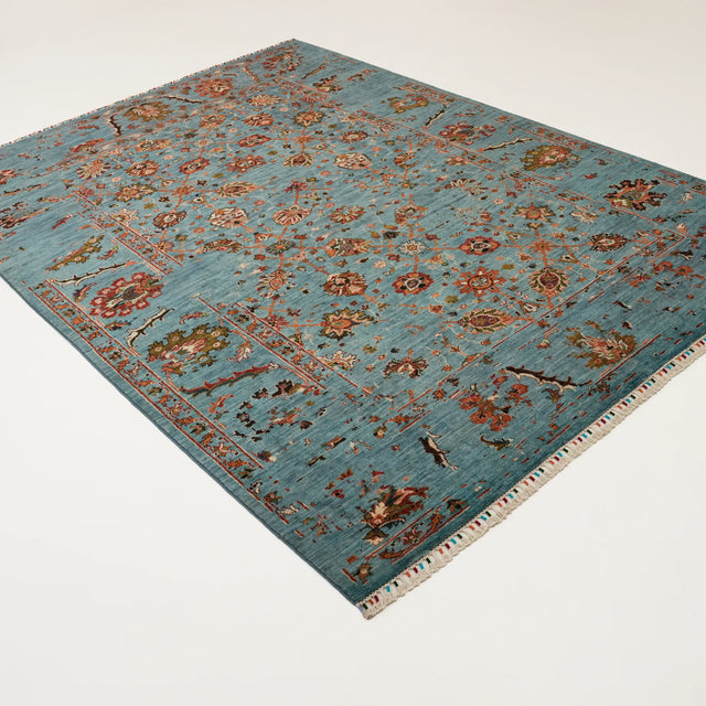 Şahzade Serisi El Dokuma Uşak Desenli Turkuaz Yün Halı, 209x287 cm — Halıcızade