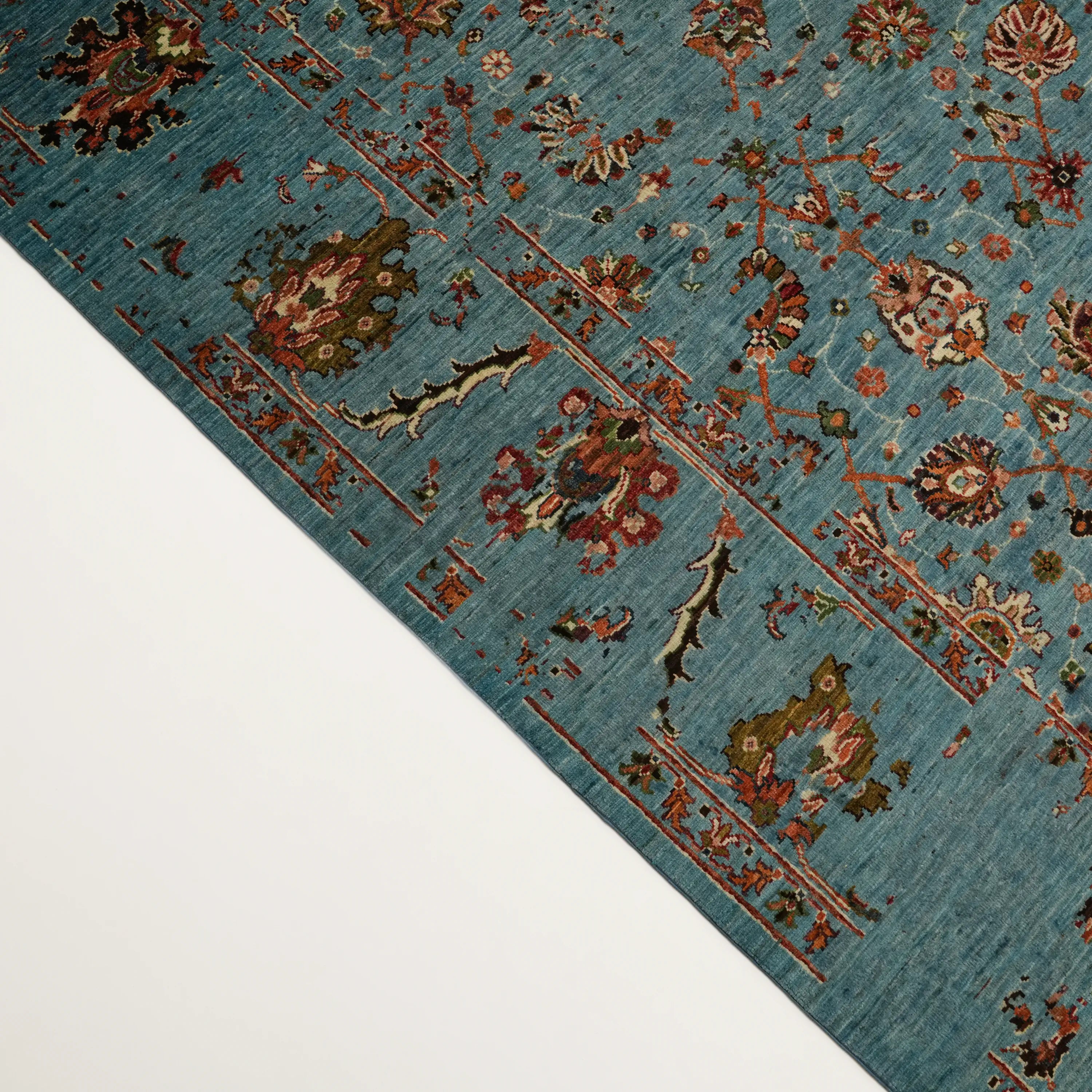 Şahzade Serisi El Dokuma Uşak Desenli Turkuaz Yün Halı