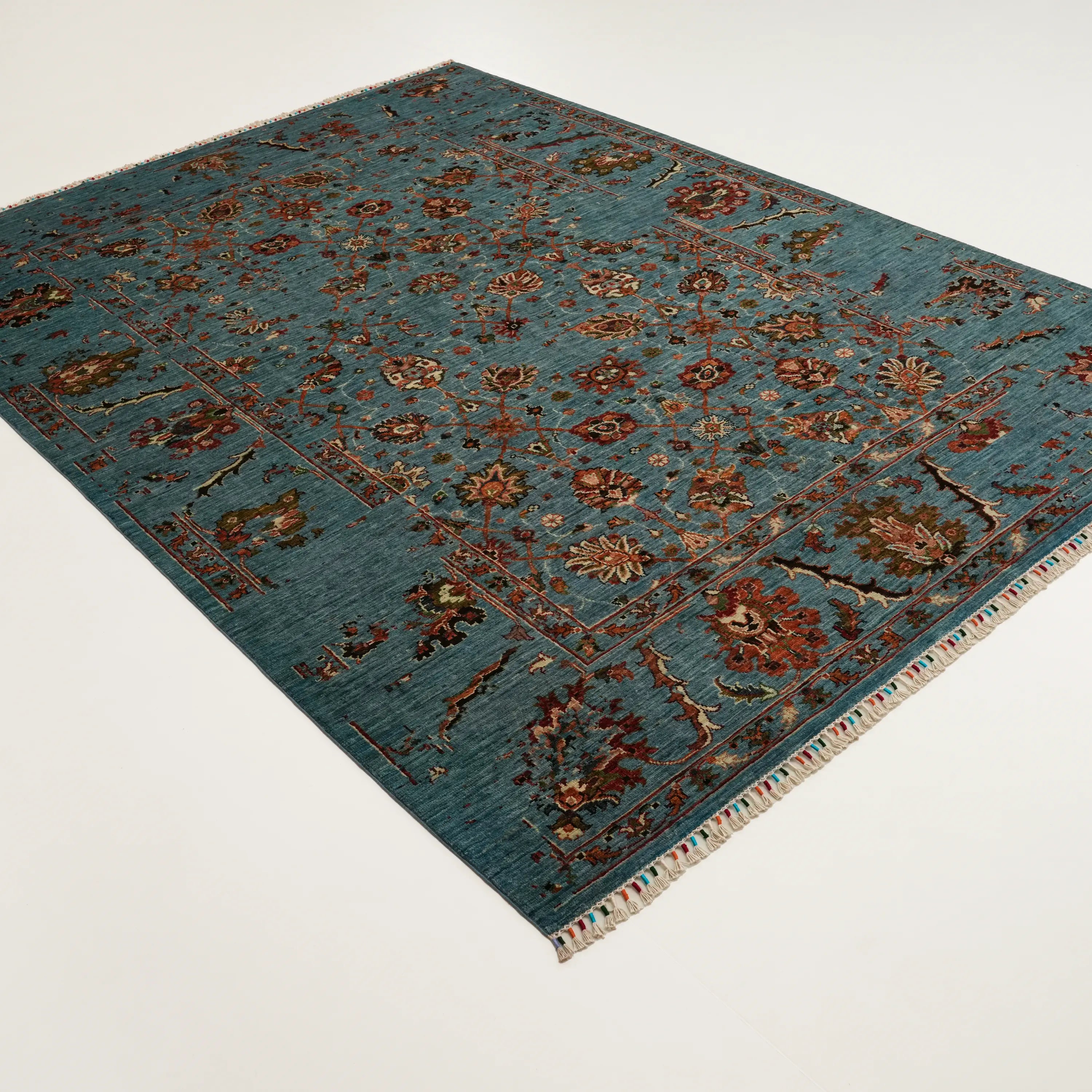 Şahzade Serisi El Dokuma Uşak Desenli Turkuaz Yün Halı