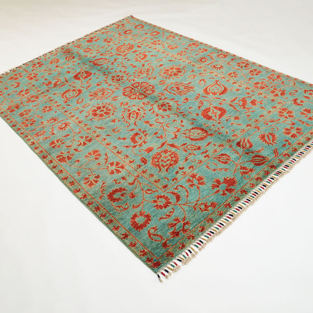 Şahzade Serisi El Dokuma Turkuaz Uşak Desenli Yün Halı, 177x234 cm — Halıcızade