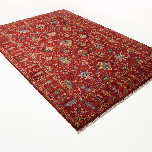 Şahzade Serisi El Dokuma Uşak Desenli Yün Kırmızı Halı, 206x296 cm — Halıcızade