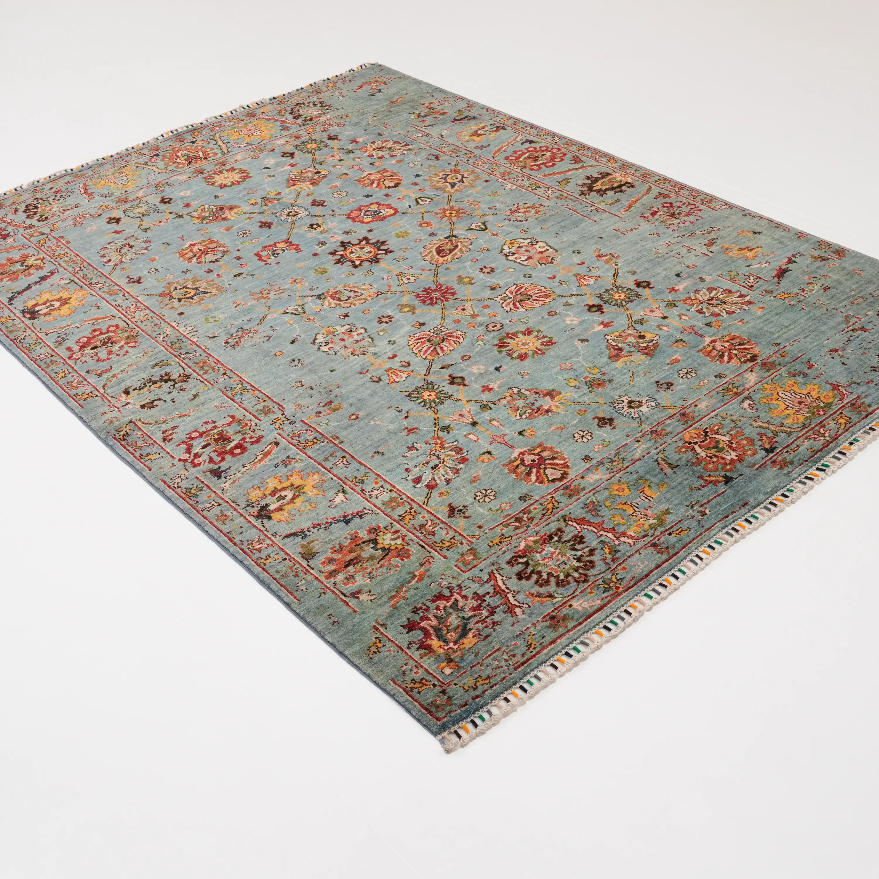 Şahzade Serisi El Dokuma Uşak Desenli Yün Turkuaz Halı