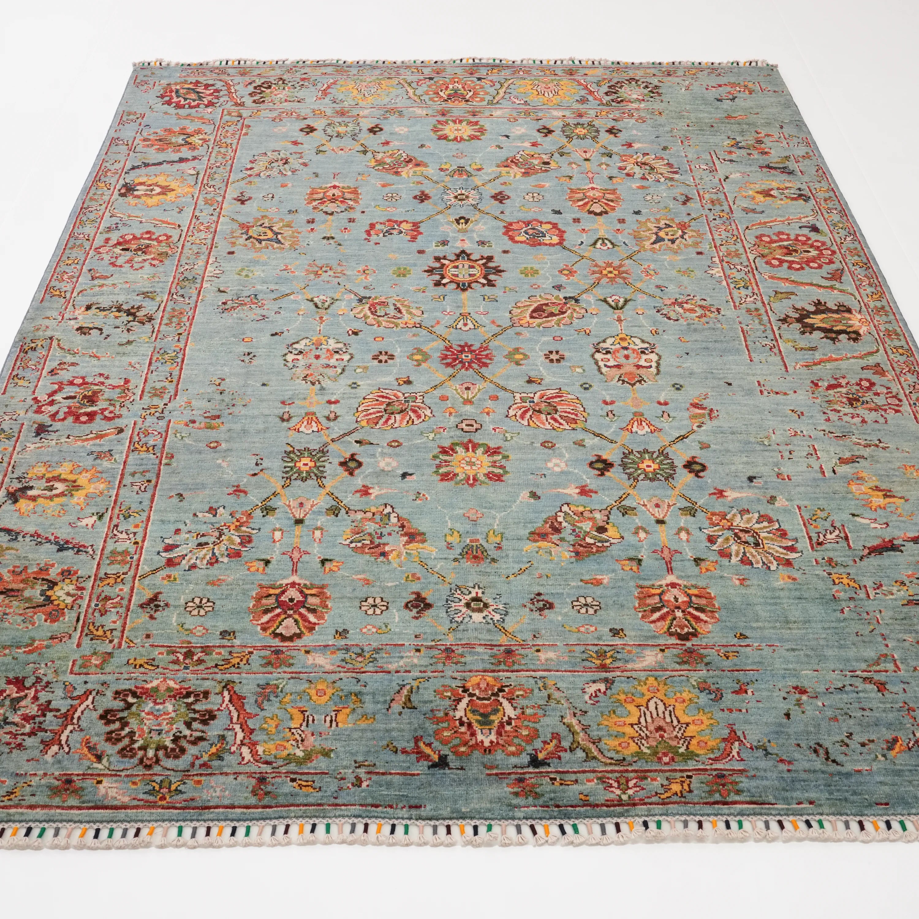 Şahzade Serisi El Dokuma Uşak Desenli Yün Turkuaz Halı